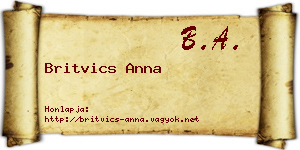 Britvics Anna névjegykártya